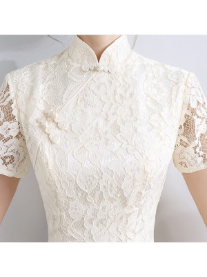 Bridesmaids Short A-Line Lace Qipao / Cheongsam Evening Dress