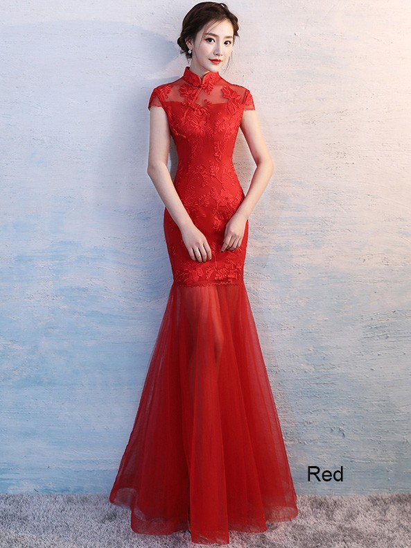 Fishtail Qipao / Cheongsam Wedding Dress with Illusion Skirt