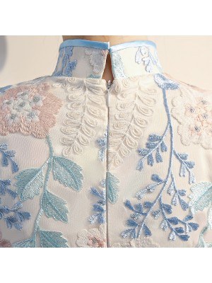 Split Front Embroidered Qipao / Cheongsam Evening Dress