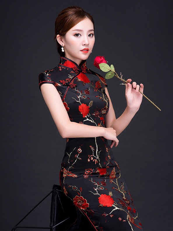 Woven Floral Qipao / Cheongsam Evening Dress - CozyLadyWear