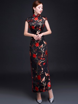 Woven Floral Qipao / Cheongsam Evening Dress
