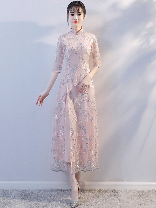 Maxi Embroidered Modern Qipao / Cheongsam Dress Maxi Embroidered Modern Qipao / Cheongsam Dress
