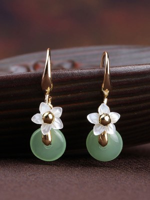 Green Drop Earrings, Chinese Dangle Earrings