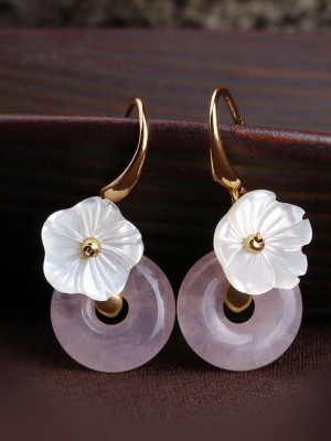 Pink Crystal Drop Earrings, Chinese Wedding Dangle Earrings