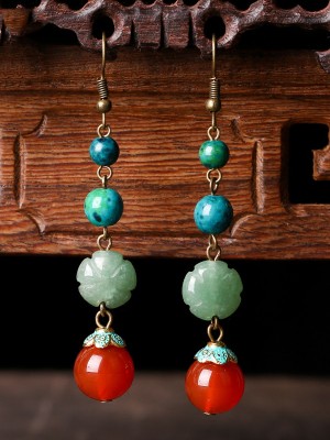 Agate Dangle Earring, Malachite Stone Drop Earrings