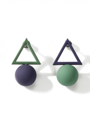 Colorblocked Geometric Triangle Stud Earrings