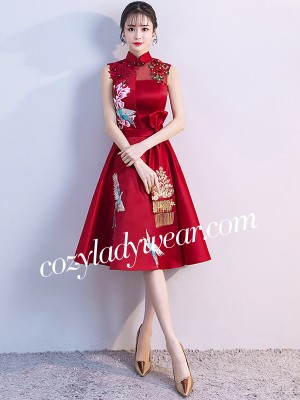 Red A-Line Qipao / Cheongsam Wedding Dress with Phoenix Embroidery