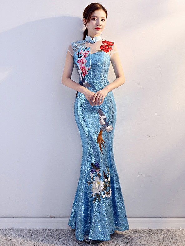 bright blue evening gown