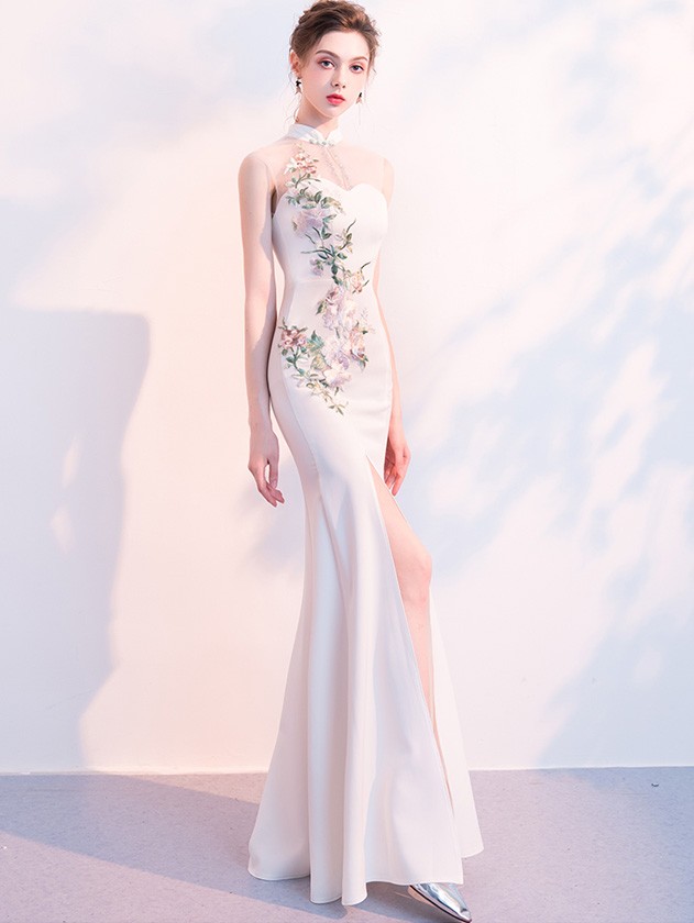 white wedding cheongsam