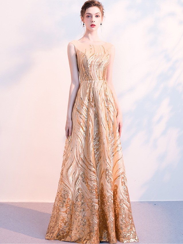 gold floor length gown
