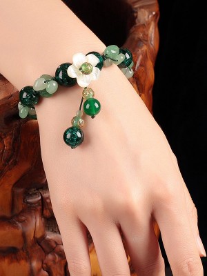 Green Azure Stone Jade String Bracelets, Handmade Bracelet - CozyLadyWear