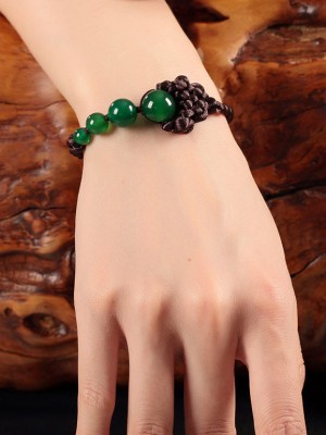 Green Agate Beads Bracelets, Handmade Chinese Knot Bracelet