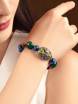 Green Azure Stone Beads Bracelets, Handmade String Bracelet