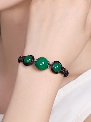 Green Agate Beads Bracelets, Handmade String Bracelet