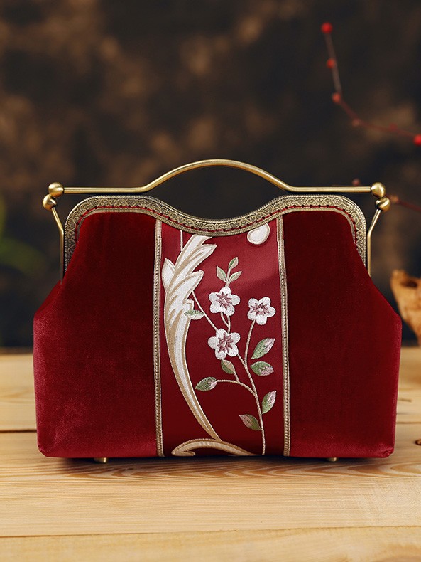 boho two roses embroidered vintage crossbody bag