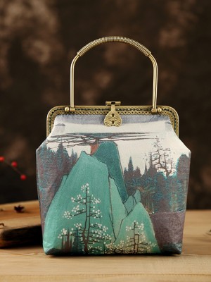 Paint Printing Chain Strap Top Handle Clutch Bag