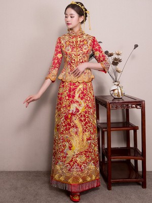 Beaded Wedding Qun Kwa with Dragon & Phoenix Embroidery