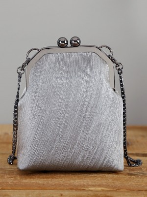 Gray Chain Clutch Wallet Bag