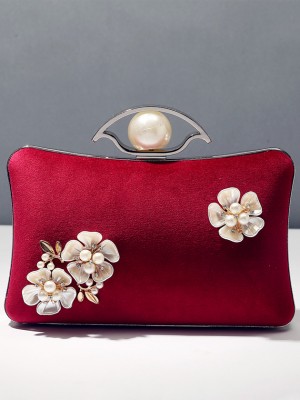 Red Velvet Chain Clutch Wallet Bag