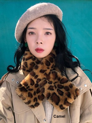 Faux Leopard Fur Women's Scarf