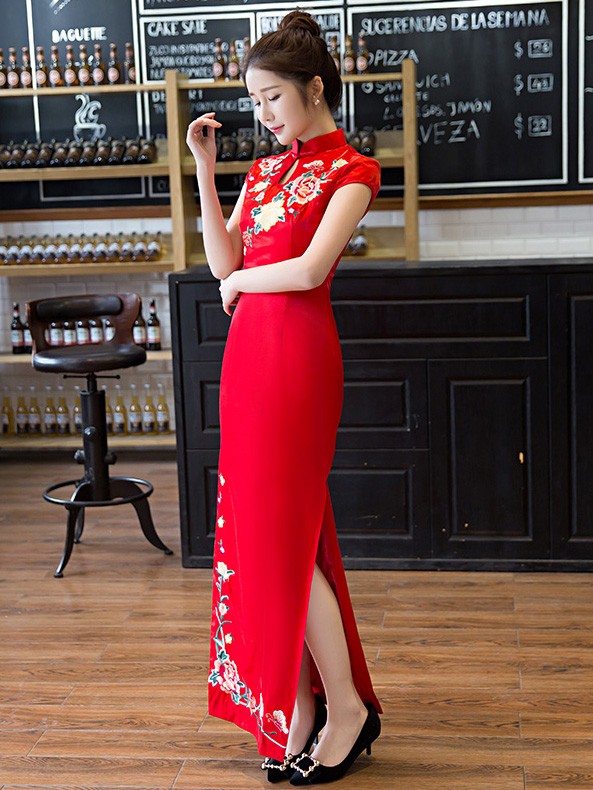 Mandarin Collar Wedding Cheongsam / QiPao Dress