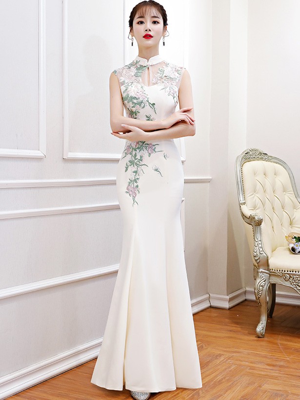 white wedding cheongsam