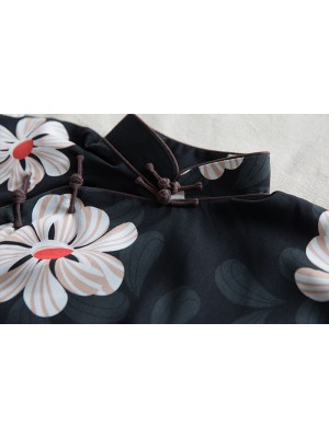 2019 Floral Chiffon Long Qipao / Cheongsam Dress