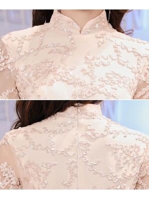 Champaign Fishtail Long Qipao / Cheongsam Evening Dress