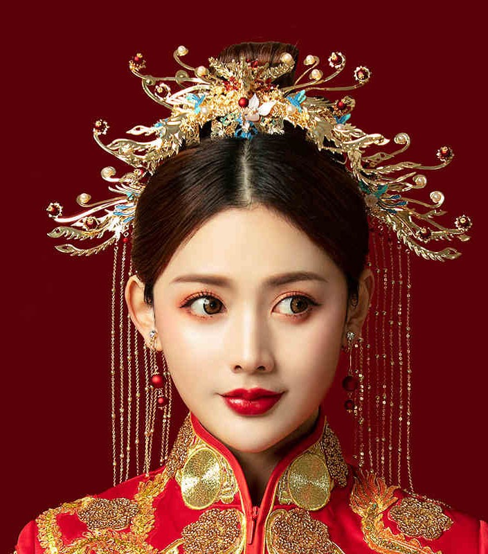 Chinese Traditional Tassel Bridal Hair Clips & Earrings - CozyLadyWear