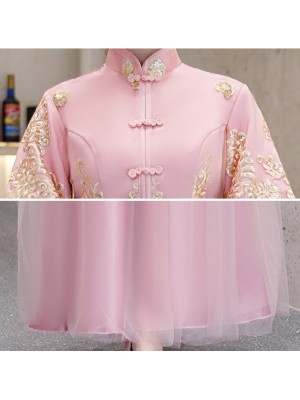 Pink Gray Bridesmaid Wedding Qun Kwa & Tulle Skirt