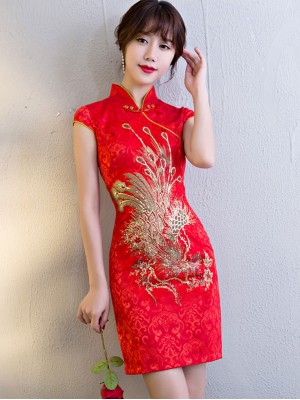 Red Short Phoenix Qipao / Cheongsam Wedding Dress