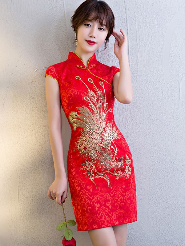 Red Short Phoenix Qipao / Cheongsam ...