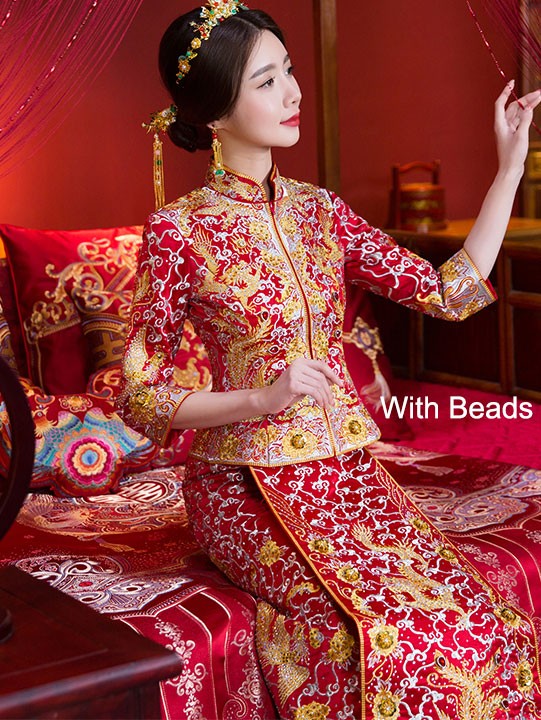 Wedding Qun Gua with Embroidered Phoenix & Dragon Wedding Qun Gua with Embroidered Phoenix & Dragon