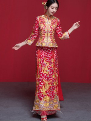 Wedding Qun Gua with Embroidered Phoenix & Dragon