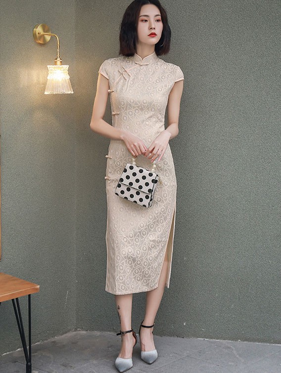 beige qipao
