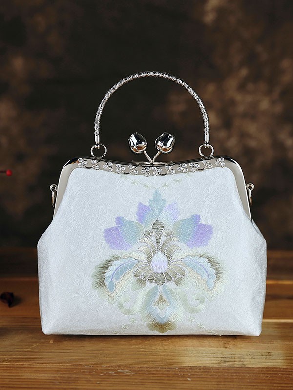 Embroidered White Chain Cross Shoulder Handbag - CozyLadyWear