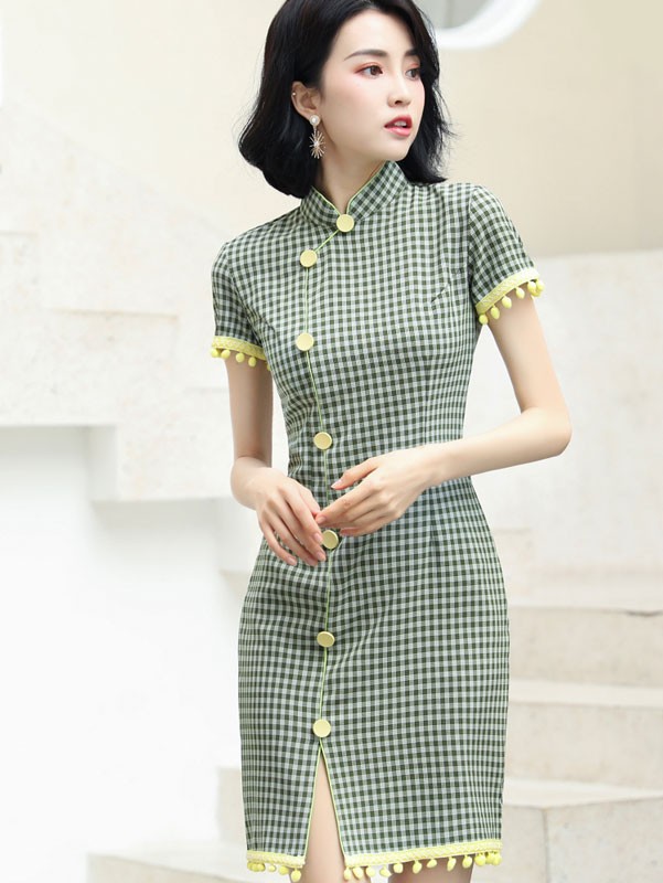 checkered cheongsam