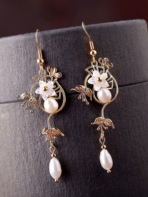Pear Petals Drop Dangle Earrings Clip on Earrings