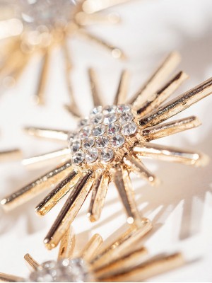 Gold Crystal Beads Star Bridal Hair Vine Pins & Earring