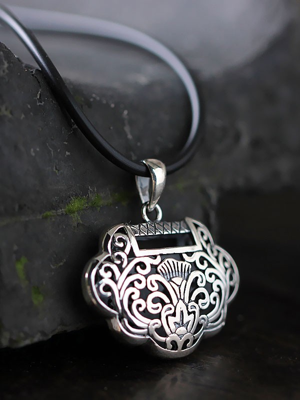 Silver Longeval Lock Pendant Necklace Birthday Christmas Gift ...