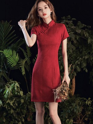 Red Short Wedding Cheongsam / Qipao Party Dress