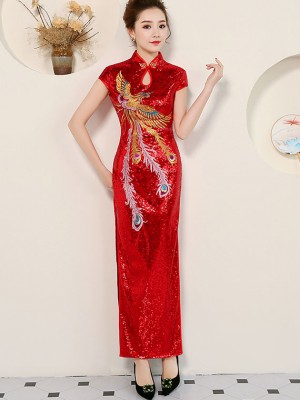 Sequined Qipao / Cheongsam Dress with Phoenix Embroidery