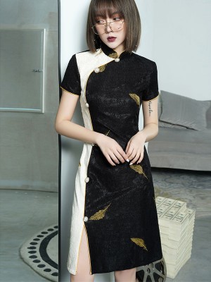 Colorblock Floral Lace Midi Cheongsam / Qipao Dress