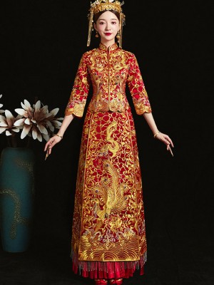 2024 Embroidered Phoenix Wedding Qun Kwa & Pleated Skirt