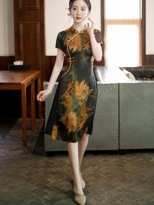 Mother's Floral A-Line Qipao / Cheongsam Dress