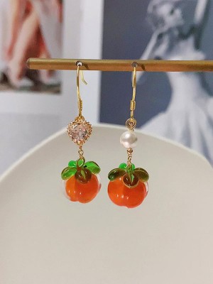 Glaze Persimmon Silver Drop Dangle Earrings