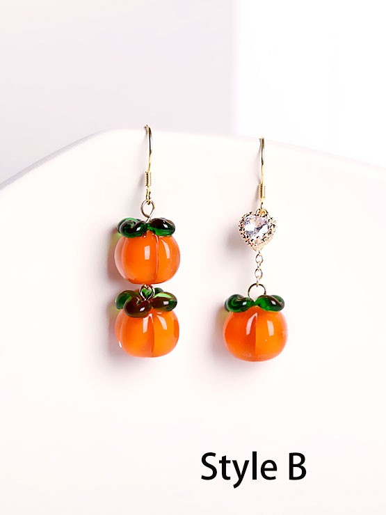 Glaze Persimmon Silver Drop Dangle Earrings