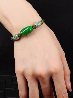 Green Jade Bracelets, Handmade String Knot Bracelet