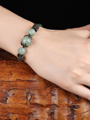 Green Jade Bracelets, Handmade String Knot Bracelet