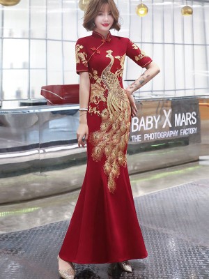 Sequined Phoenix Fishtail Qipao / Cheongsam Wedding Dress